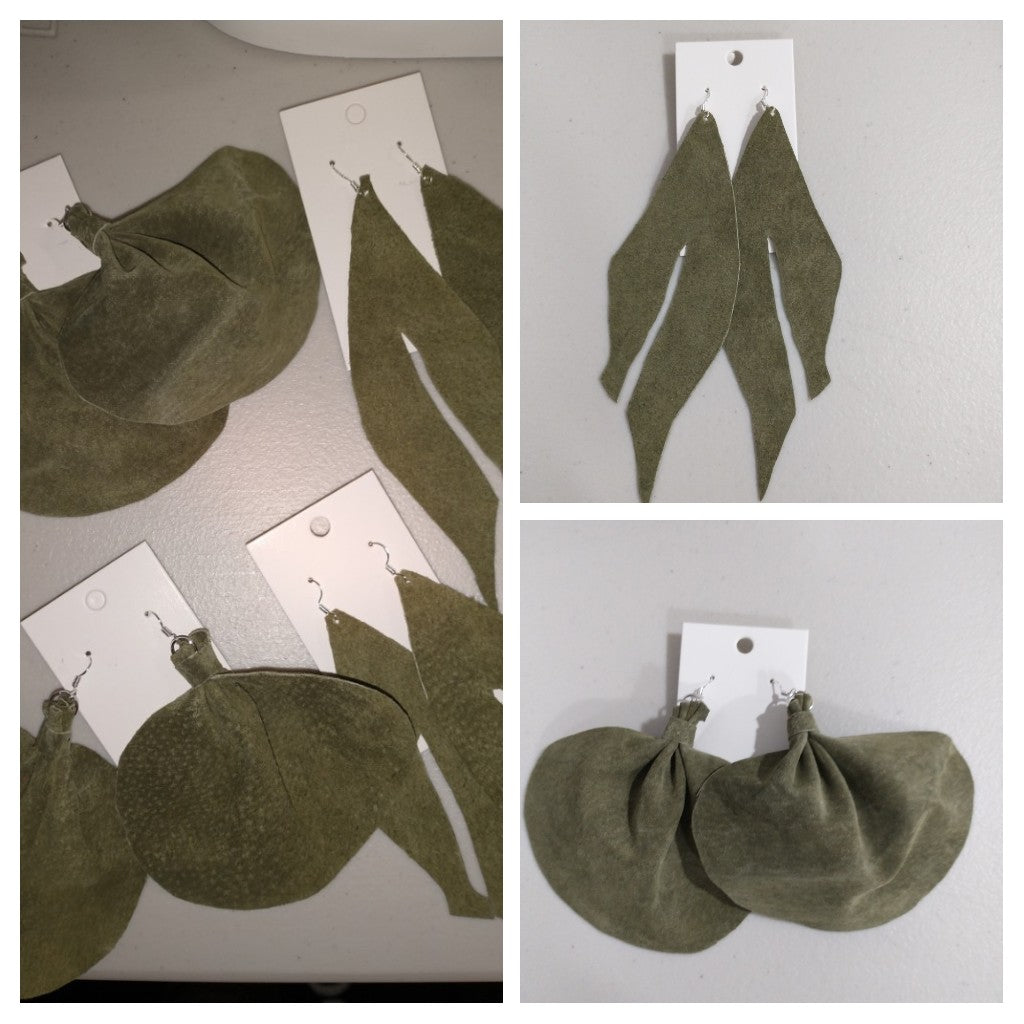 The Olive Green Suede Earrings Collection