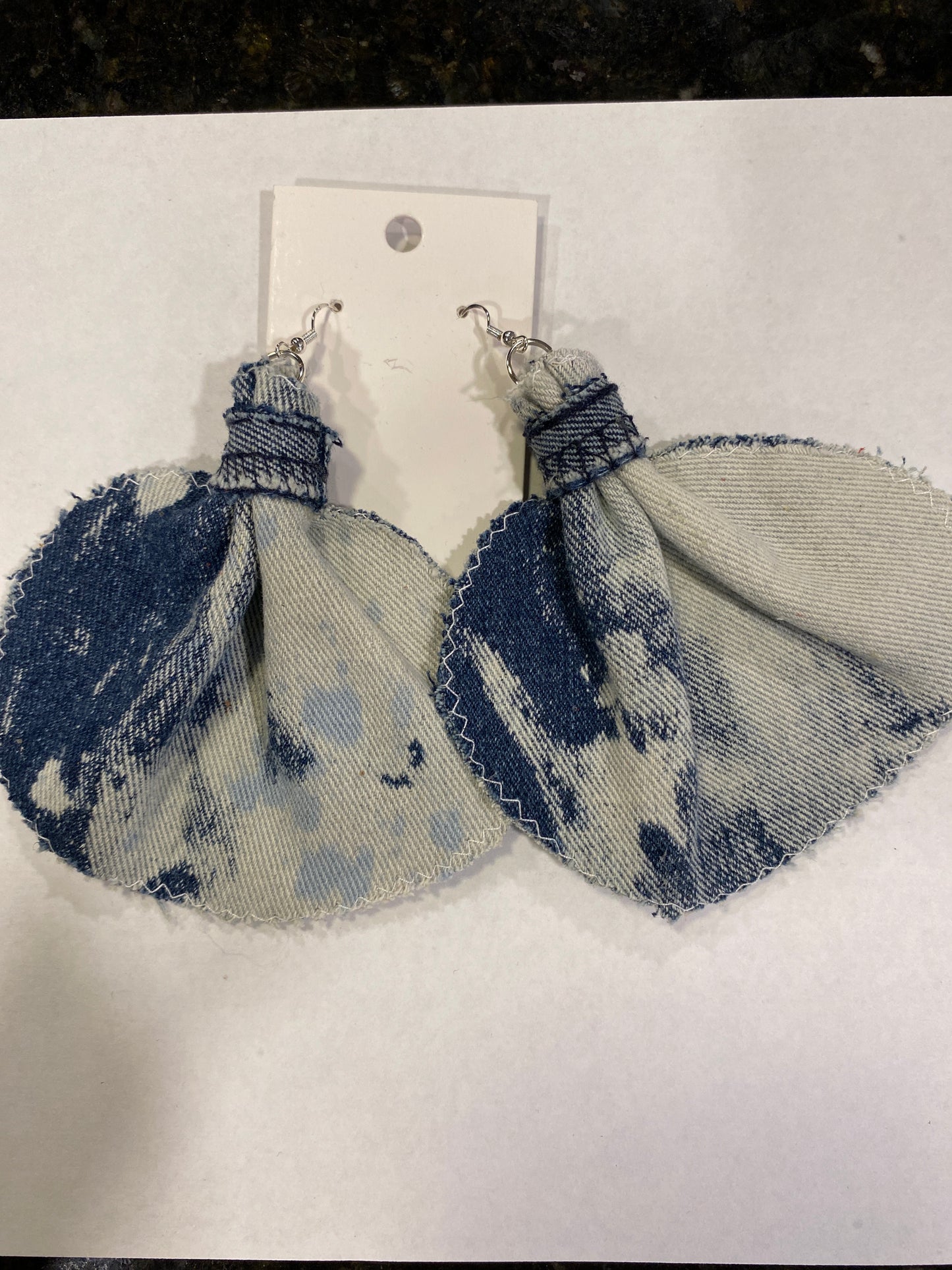 Large Denim Elephant Ear Earrings