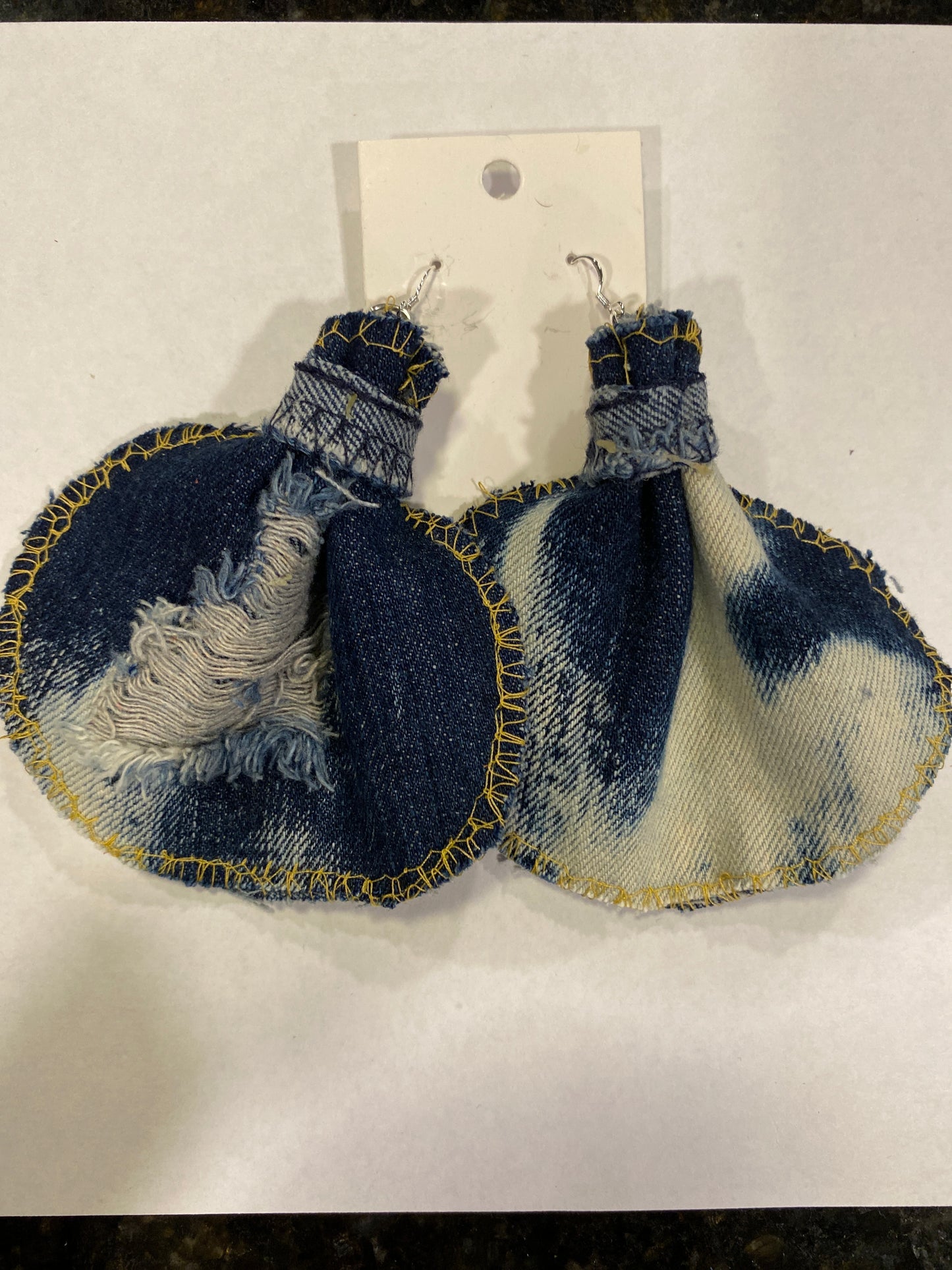 Large Denim Elephant Ear Earrings