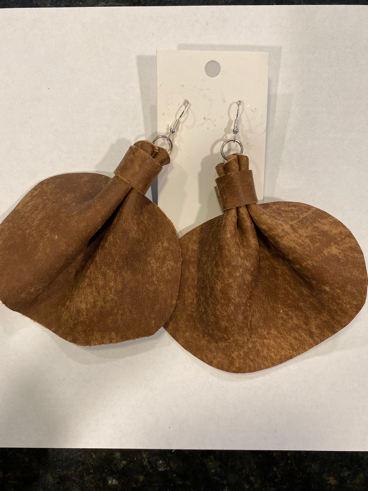 Large Elephant Ears Leather Earrings