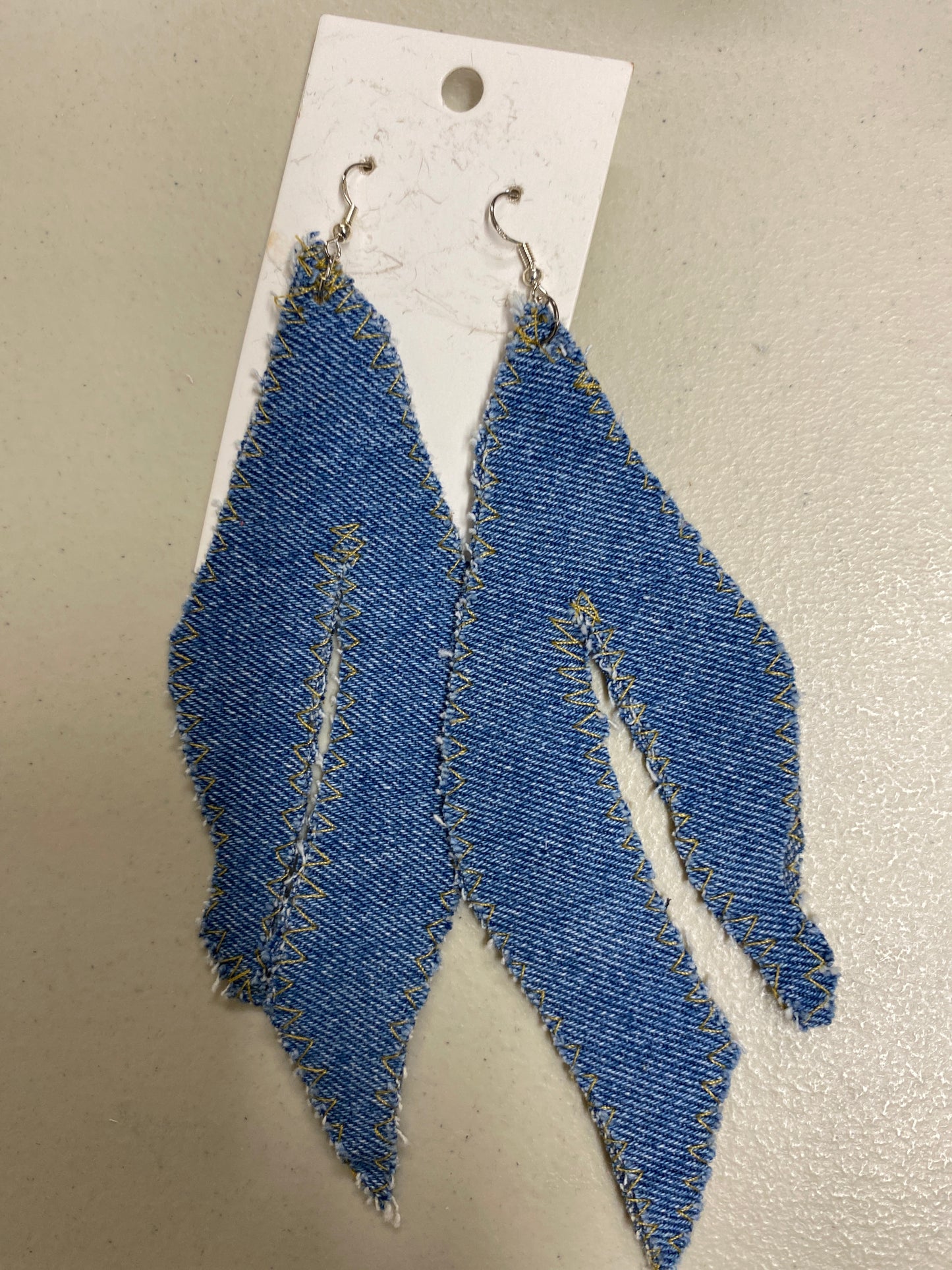 Large Denim High Heel Boot Earrings