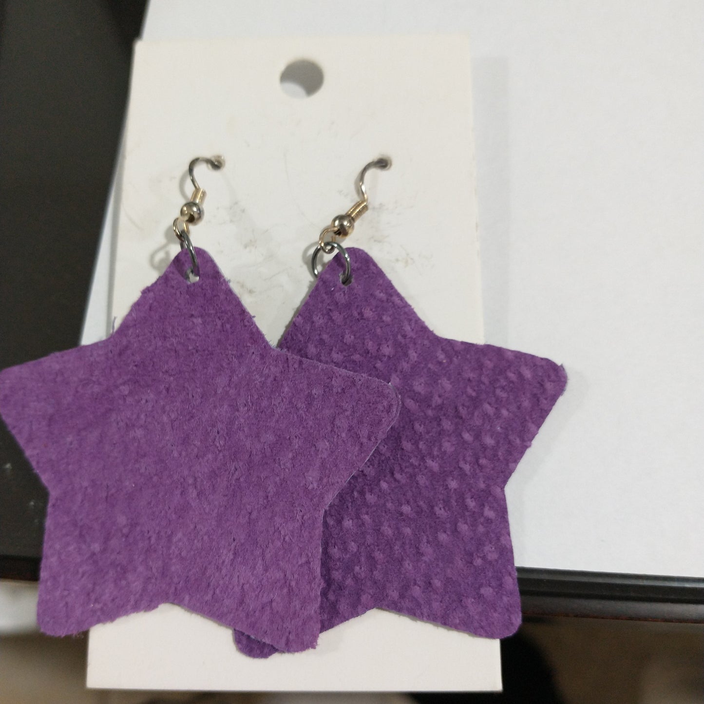 Medium Star Leather Earrings