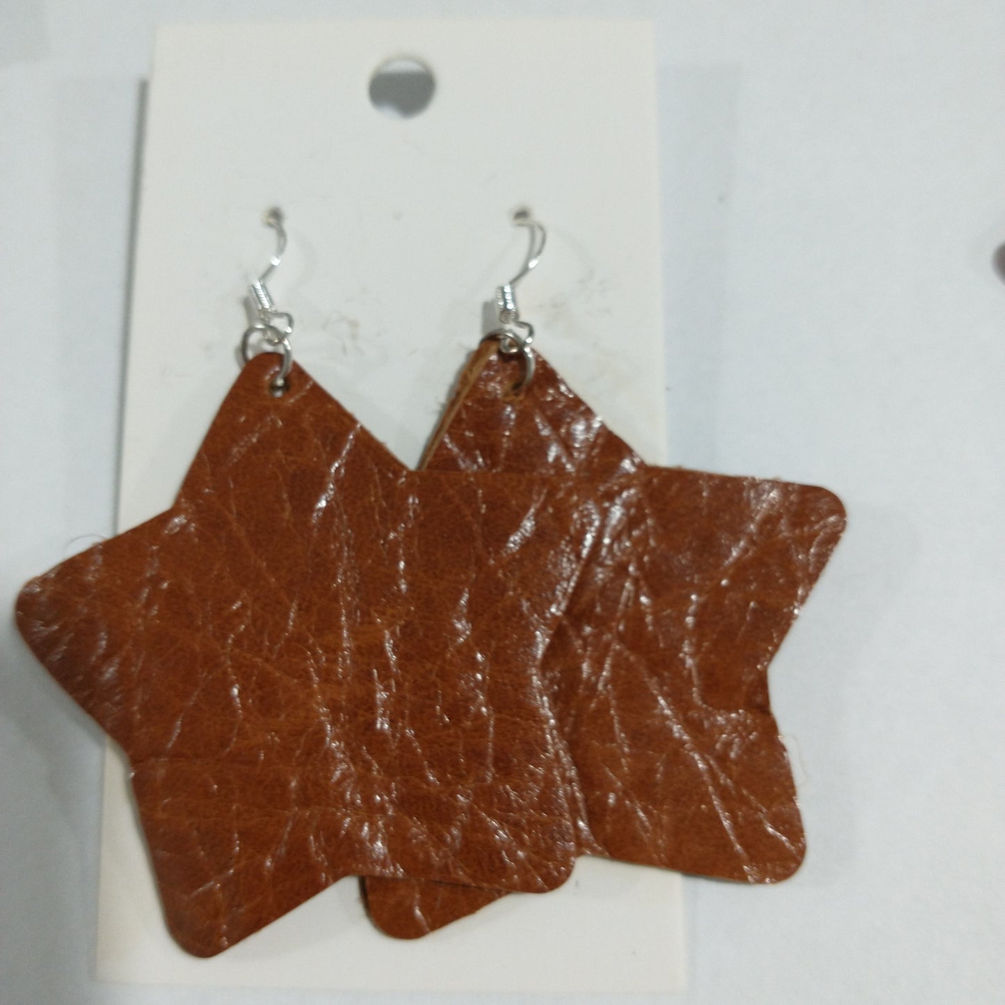 Medium Star Leather Earrings