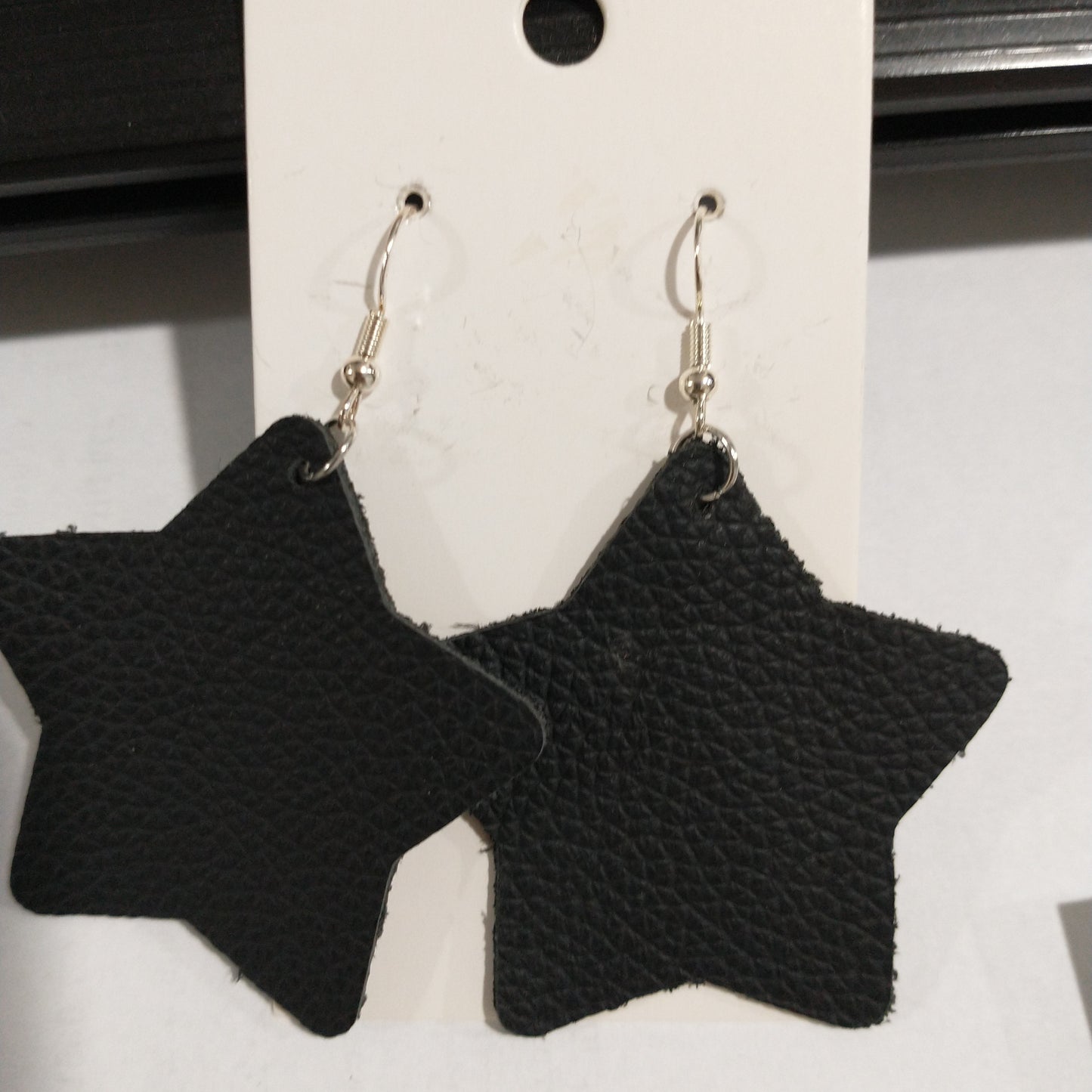 Medium Star Leather Earrings