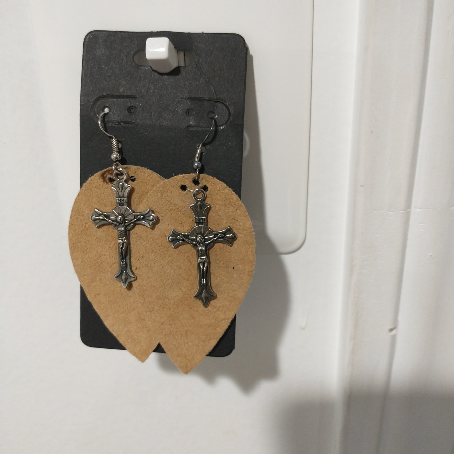 Medium Teardrop w cross Earrings