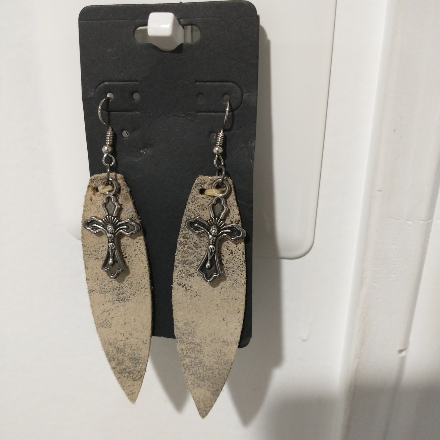 Medium Teardrop w cross Earrings