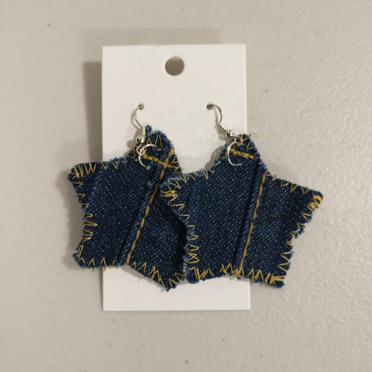 Medium Denim Star Earrings