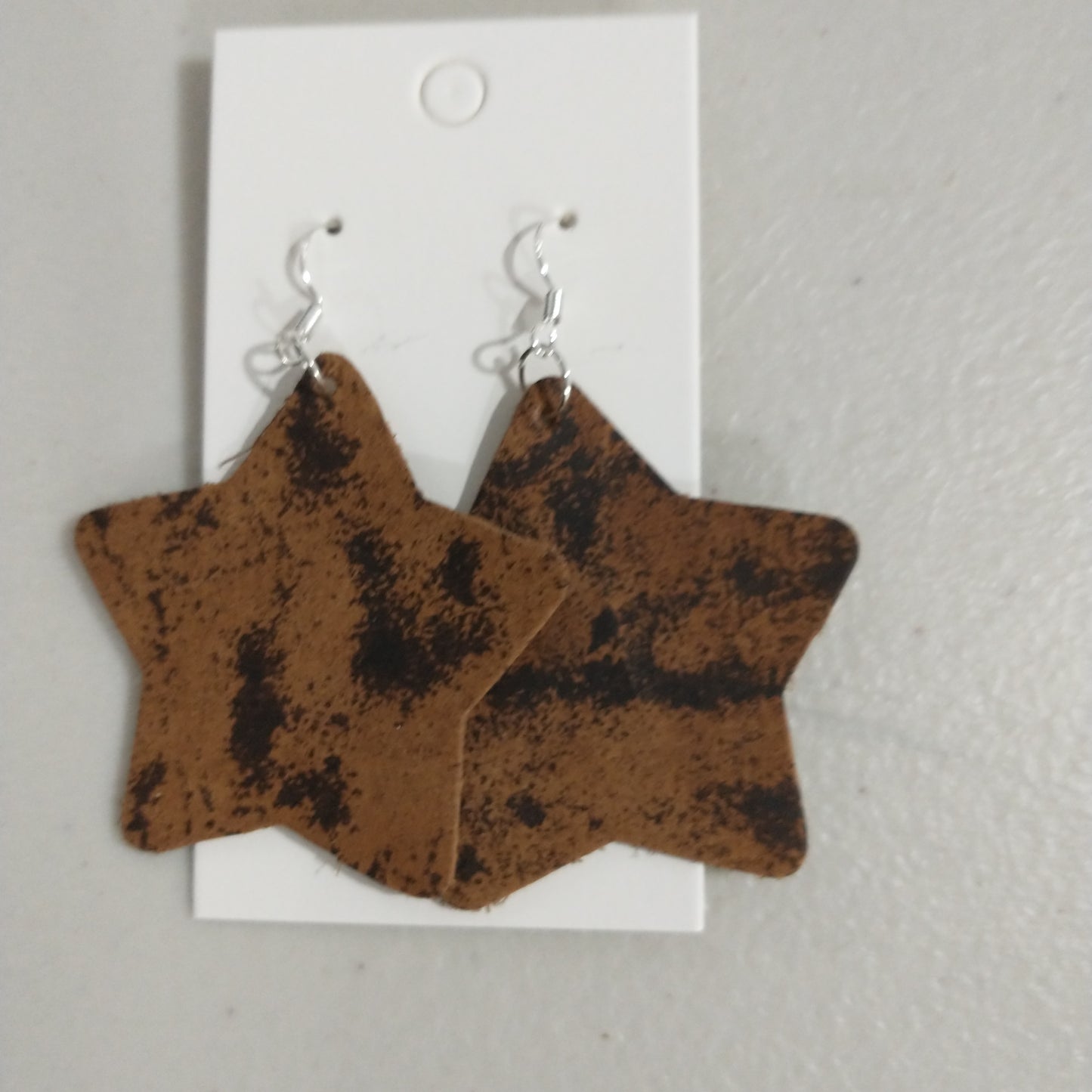 Medium Star Leather Earrings