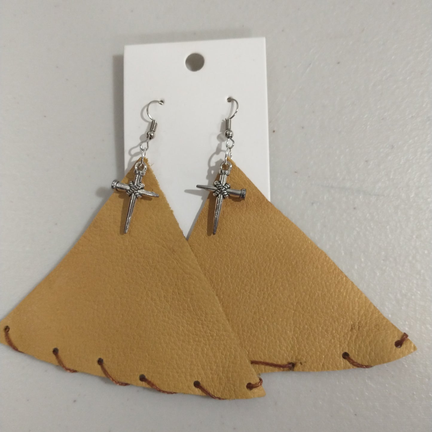 Large Diamond Leather Earrings