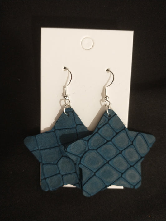 Medium Star Leather Earrings