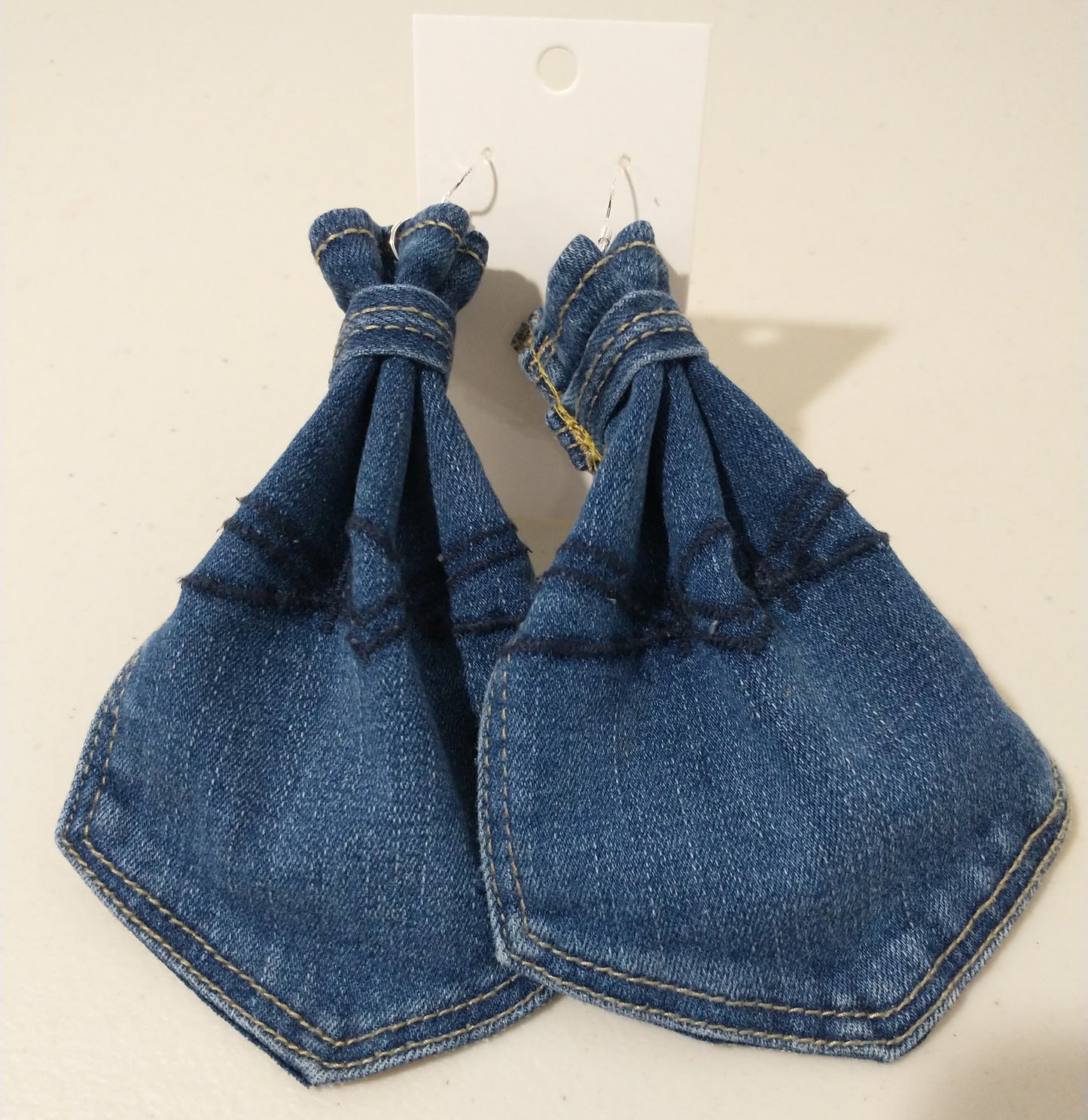 Large Denim Pocket Earrings