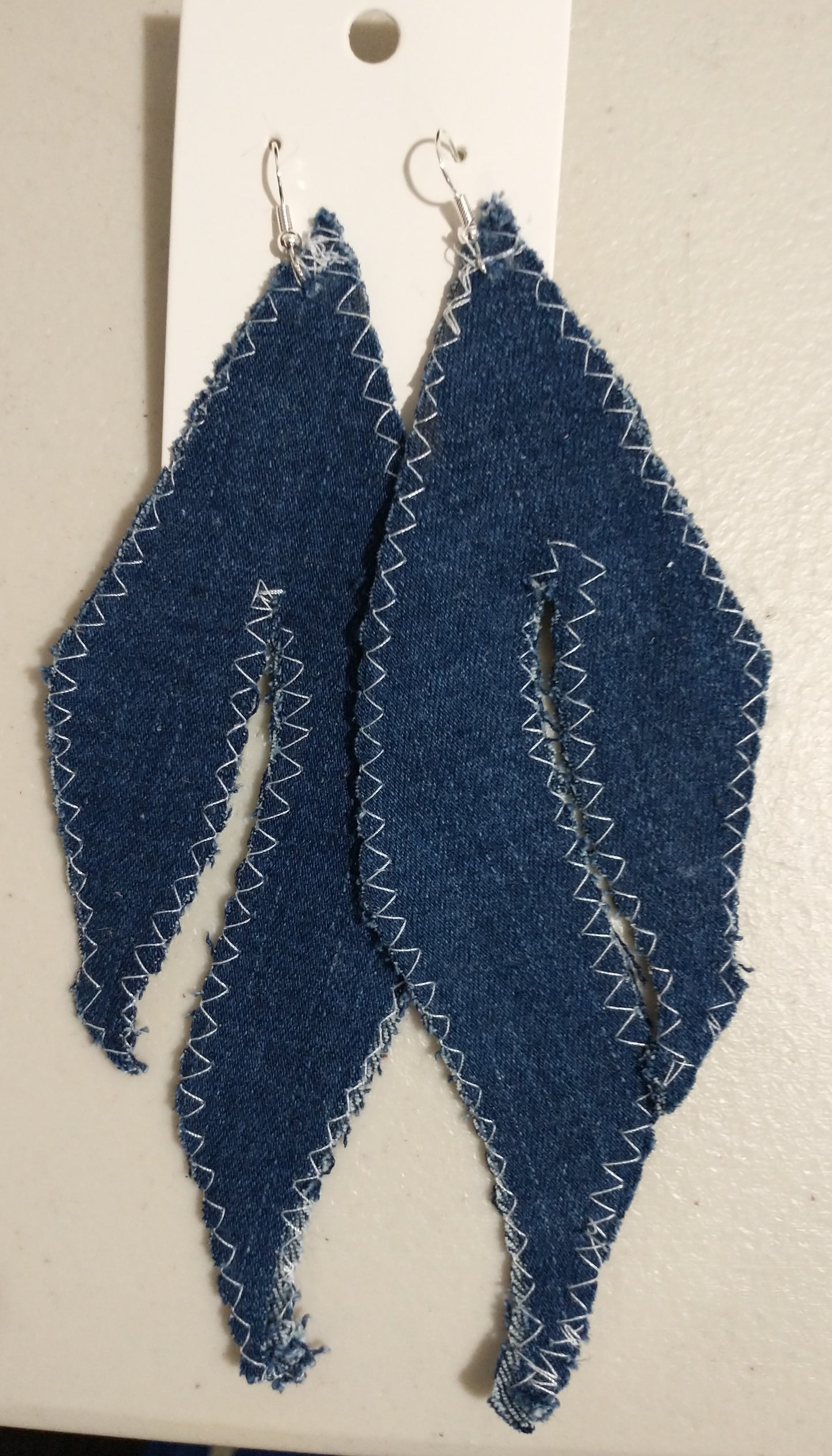 Large Denim High Heel Boot Earrings